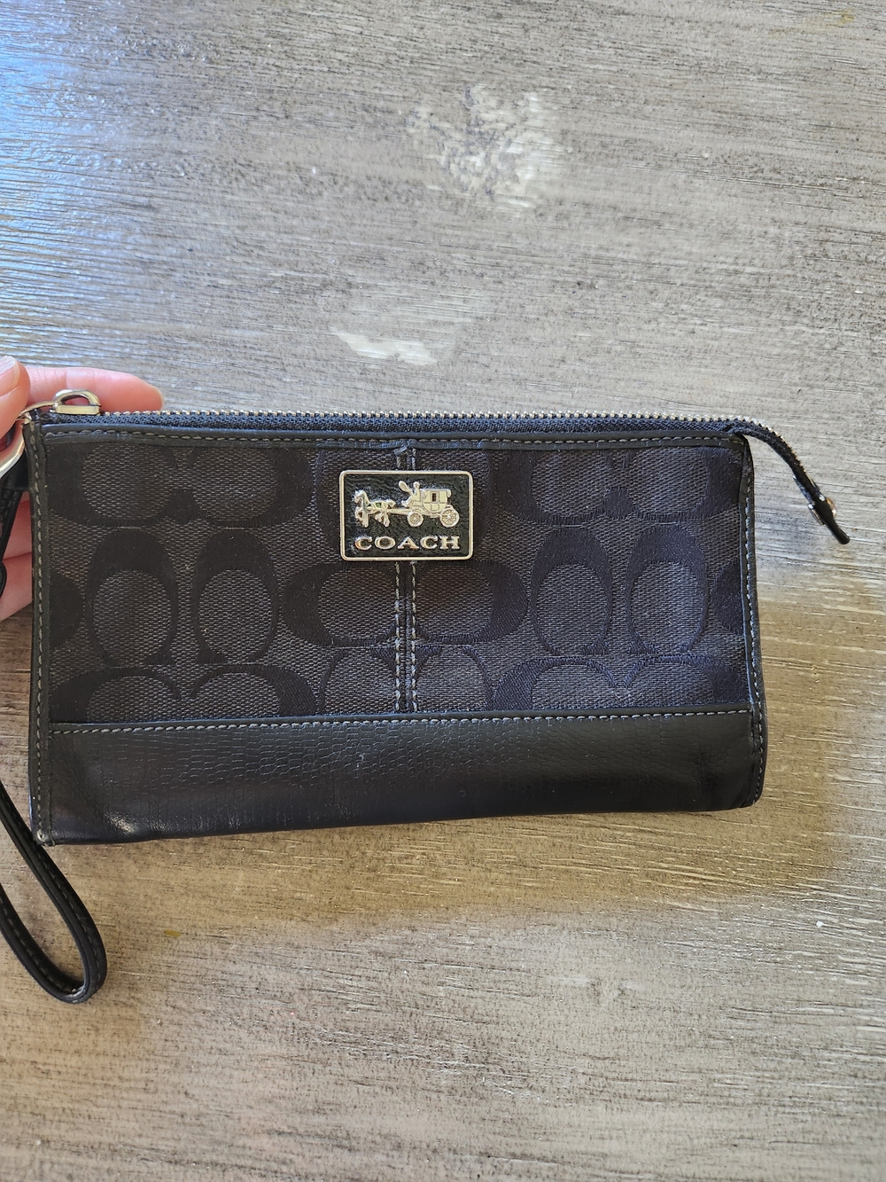 Coach Signature Black Wristlet Wallet